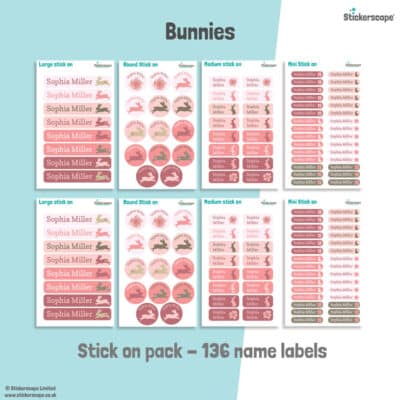 bunny stick on name labels sheet layout