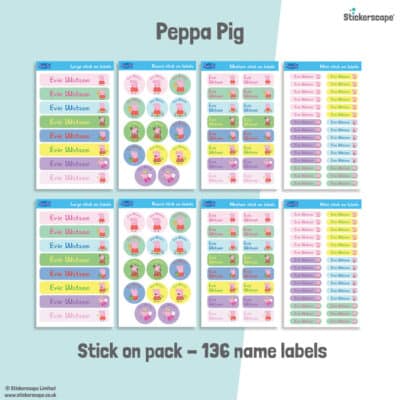 Peppa pig stick on name labels sheet layout