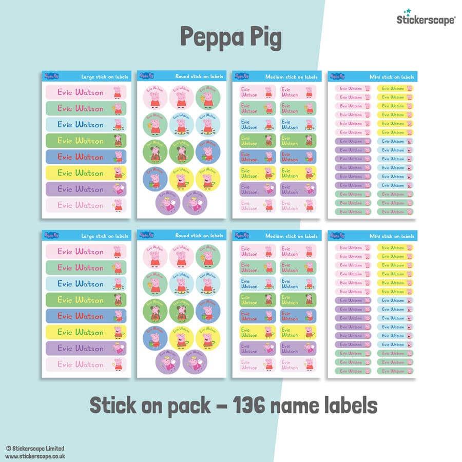 Peppa pig stick on name labels sheet layout