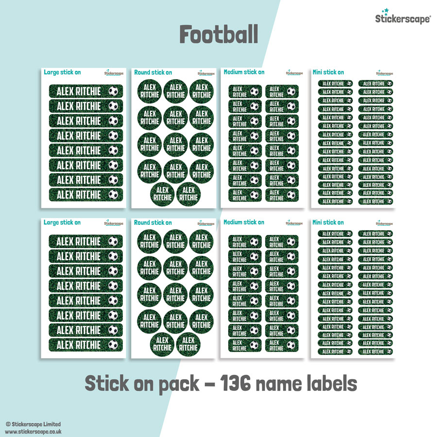 Football school name labels stick on name label pack