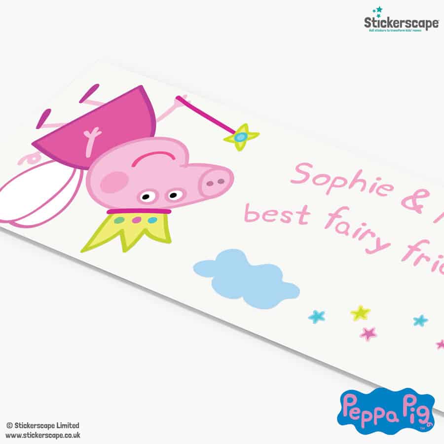 Personalised Fairy Peppa Pig Wall Sticker showing the sheet the pack comes with