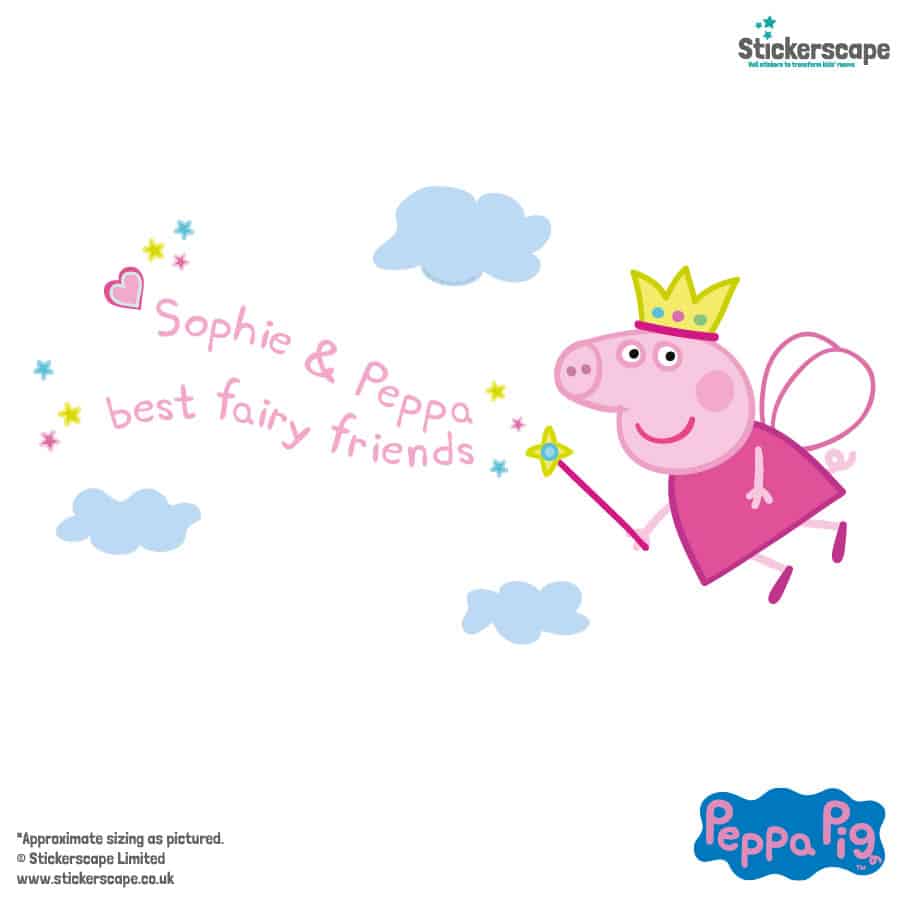 Personalised Fairy Peppa Pig Wall Sticker on a white background