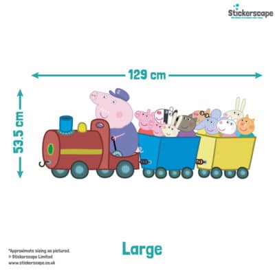 Peppa Pig and Friends Train Wall Sticker (Large size) with size dimensions