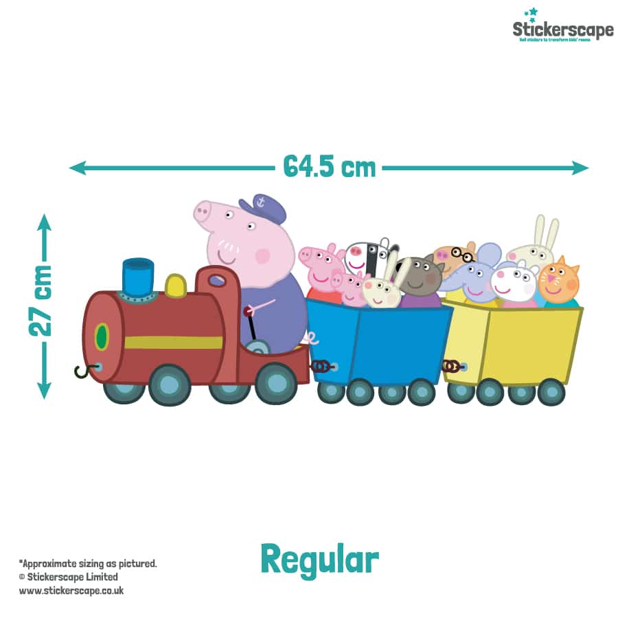 Peppa Pig and Friends Train Wall Sticker (Regular size) with size dimensions
