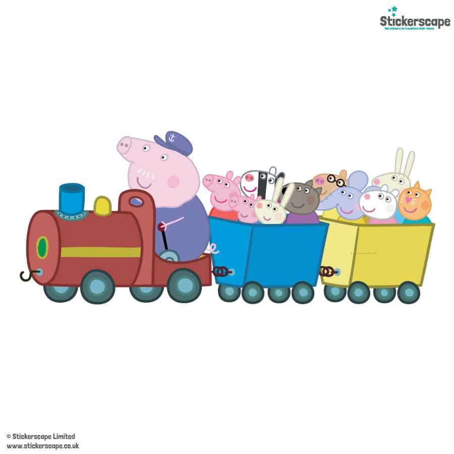 Peppa Pig and Friends Train Wall Sticker on a white background