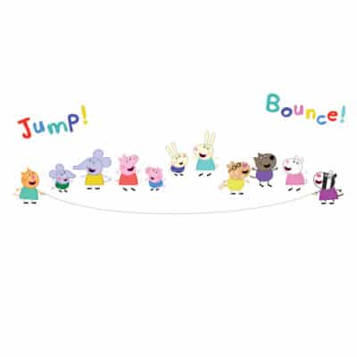 Peppa and Friends with Skipping Rope wall sticker on a white background
