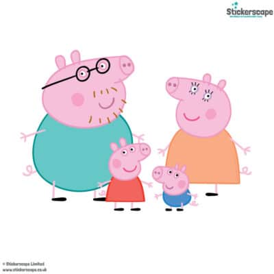 Peppa Pig and Family Wall Sticker on a white background
