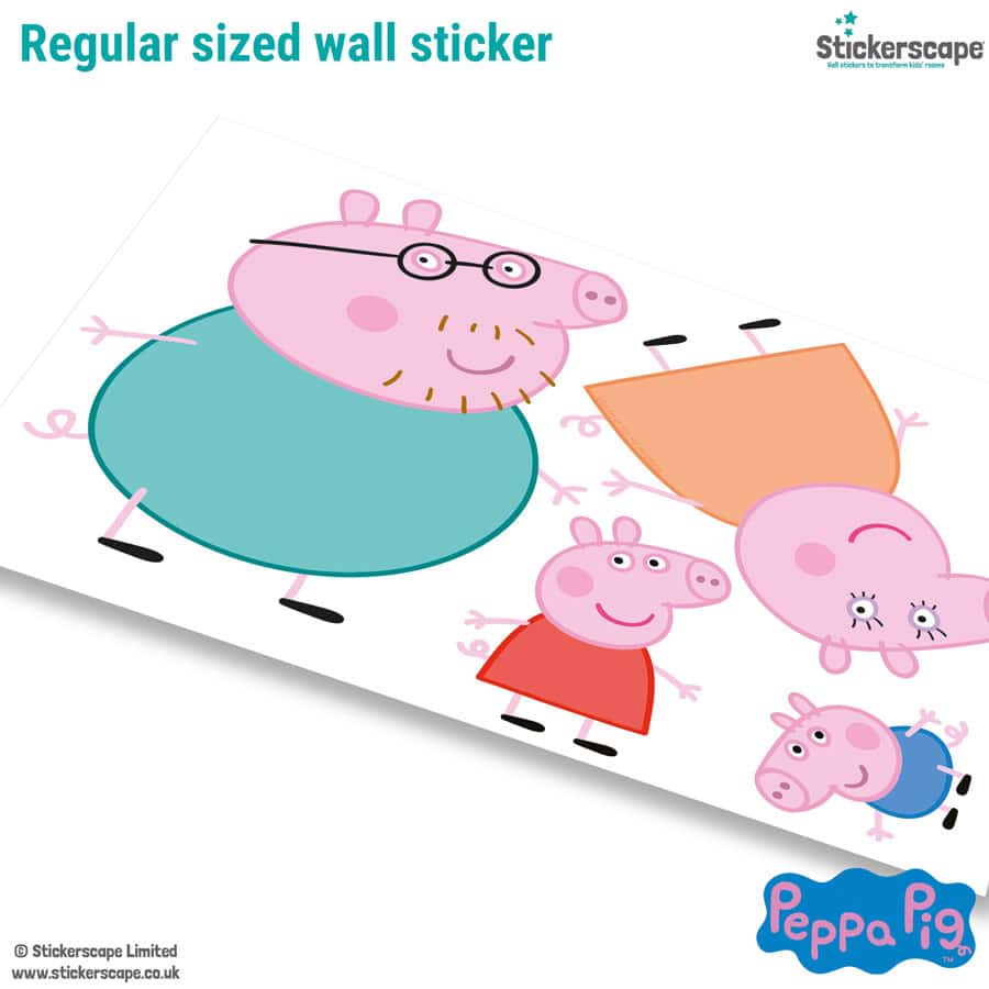 Personalised Fairy Peppa Pig and Family Wall Sticker showing the sheet the pack comes with