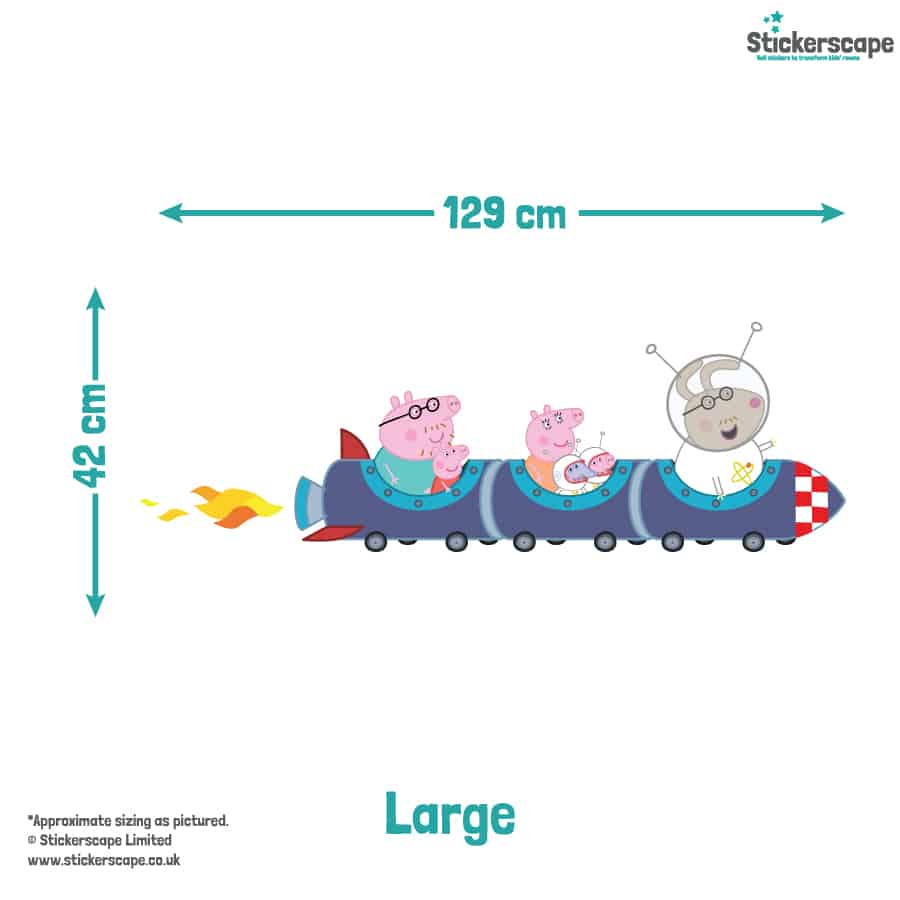 Peppa Pig Rocket Train Wall Sticker (Large size) with size dimensions