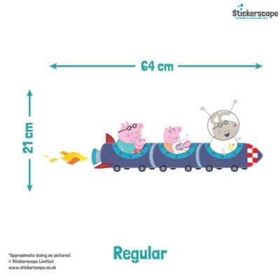 Peppa Pig Rocket Train Wall Sticker (Regular size) with size dimensions