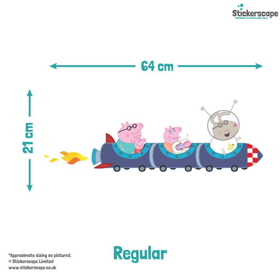 Peppa Pig Rocket Train Wall Sticker (Regular size) with size dimensions