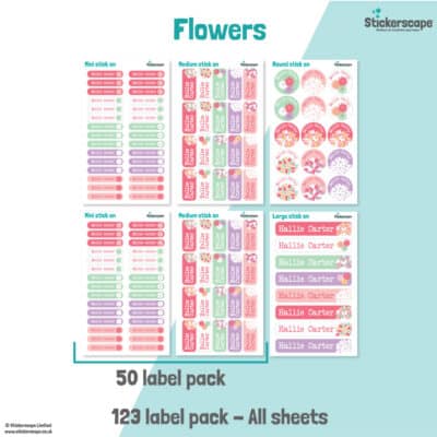 Flowers Name Label Pack stickers included
