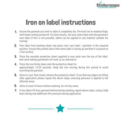 instructions on how to apply iron on name labels