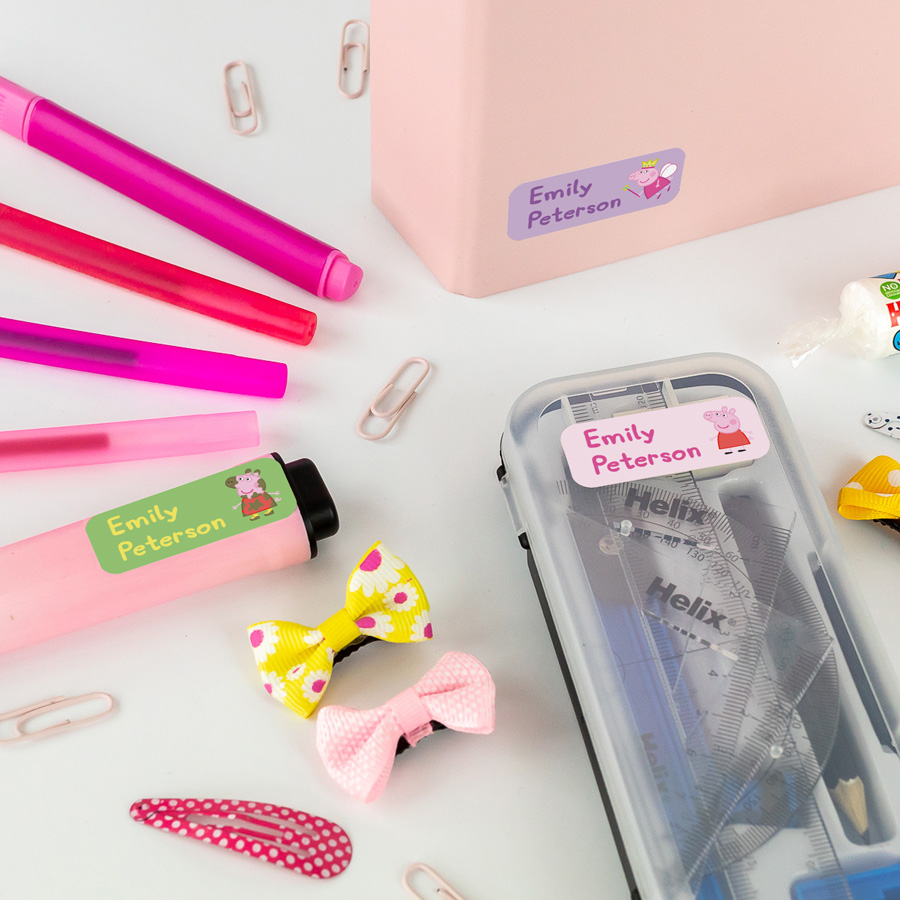 Peppa name labels on stationary