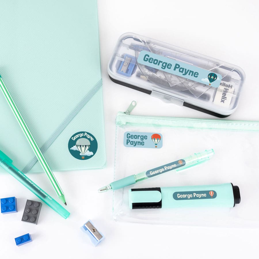 Hot Air Balloon Name Labels on stationery