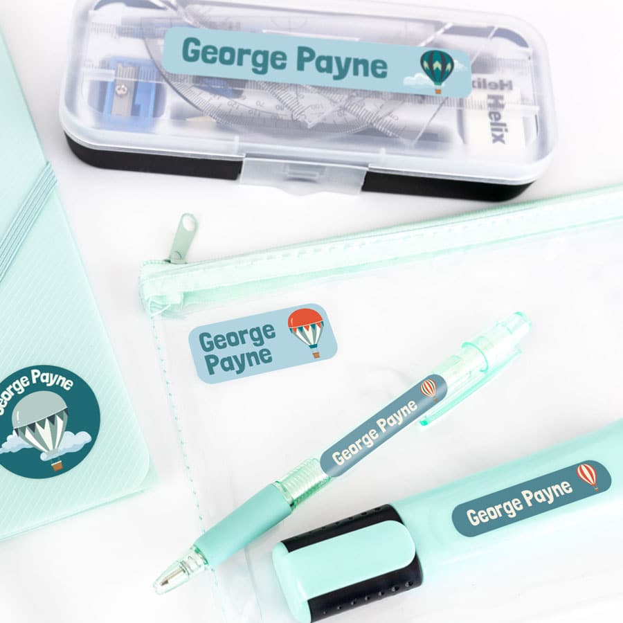 Hot Air Balloon Name Labels on stationery