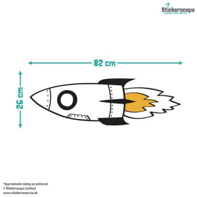 Rocket and Stars Wall Sticker Pack size guide