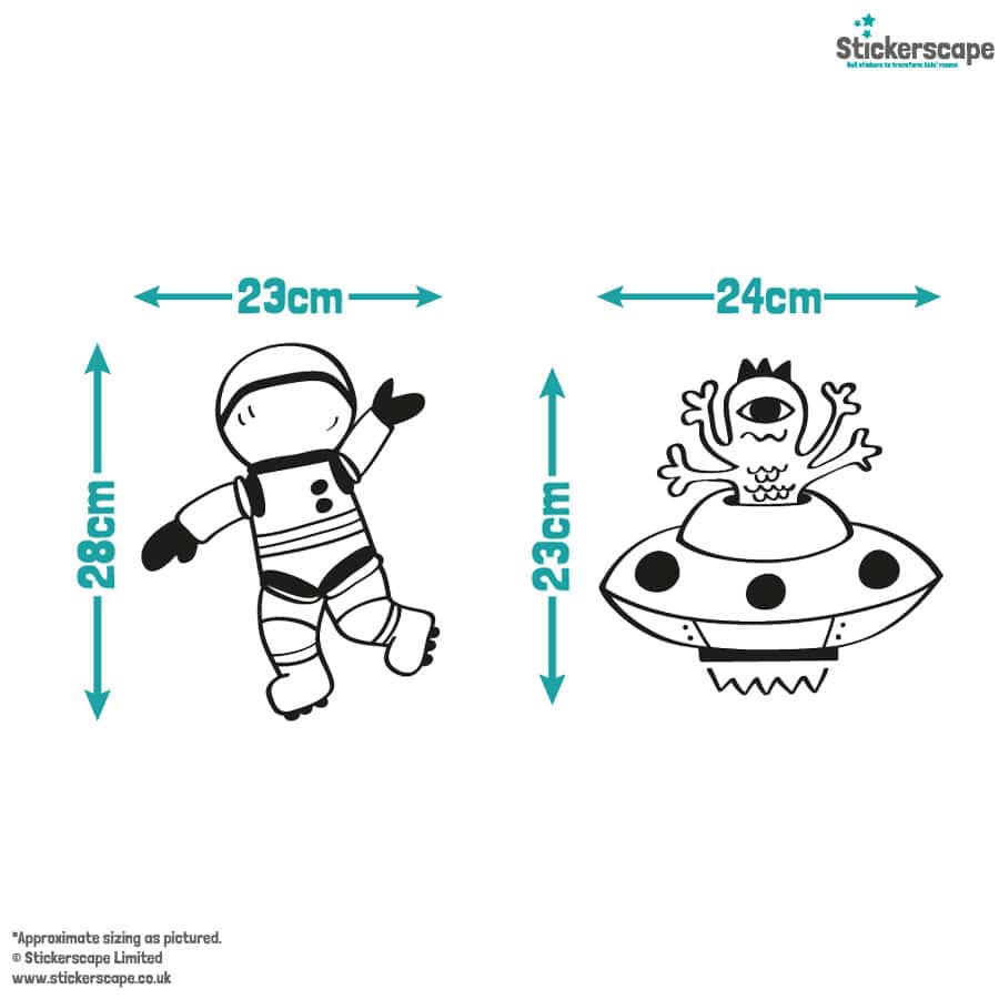 Space Doodles Wall Stickers size guide