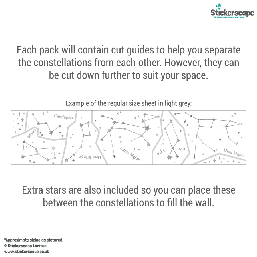 Star Constellation Wall Stickers regular sheet layout