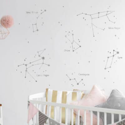 Star Constellation Wall Stickers | Light Grey on a white wall