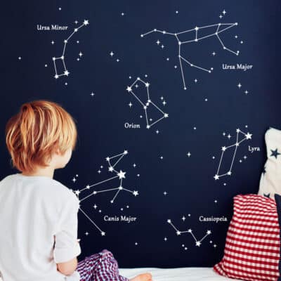 Star Constellation Wall Stickers | White on a navy wall