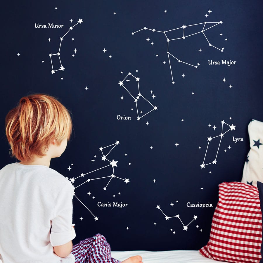 Star Constellation Wall Stickers | White on a navy wall