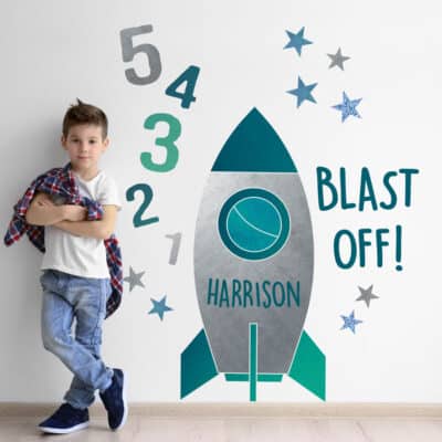 Rocket Wall Stickers on a white wall - large size