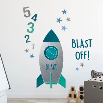 Rocket Wall Stickers on a white wall - regular size