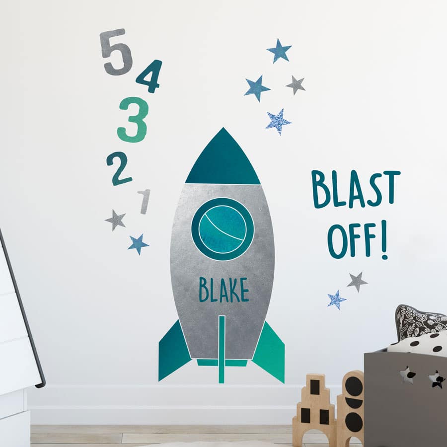 Rocket Wall Stickers on a white wall - regular size
