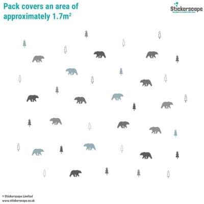 bear forest wall stickers on a white background showing pack coverage