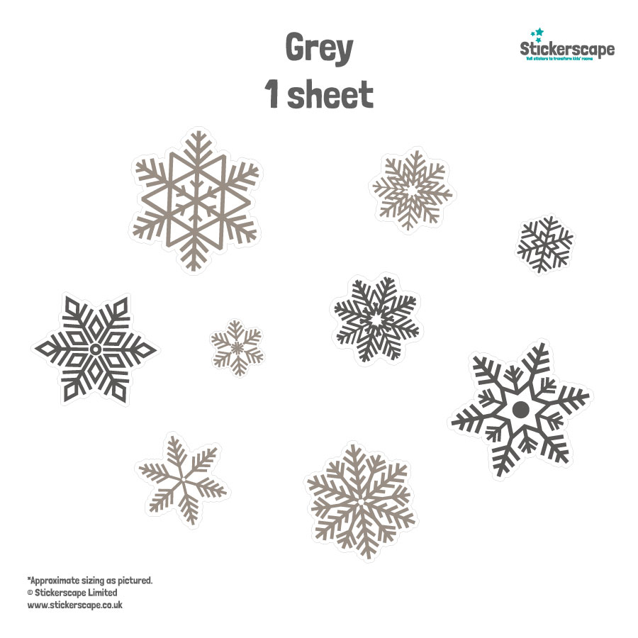Snowflake Window Stickers | Christmas Window Stickers| Grey 1 sheet