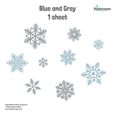 Snowflake Window Stickers | Christmas Window Stickers| Blue and Grey 1 sheet