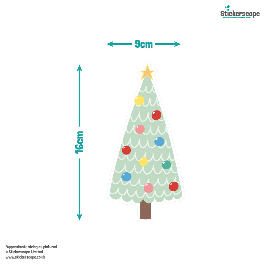 Christmas Tree Window Stickers dimensions