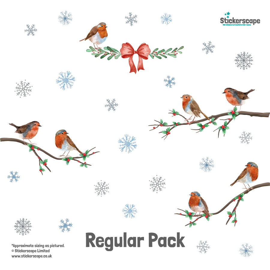 Christmas Robin Window Stickers | Christmas Window Stickers Regular Pack