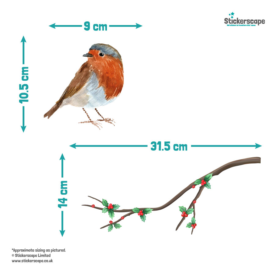 Christmas Robin Window Stickers | Christmas Window Stickers dimensions