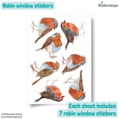 christmas robins window sticker (Robin pack) sheet layout with shadow