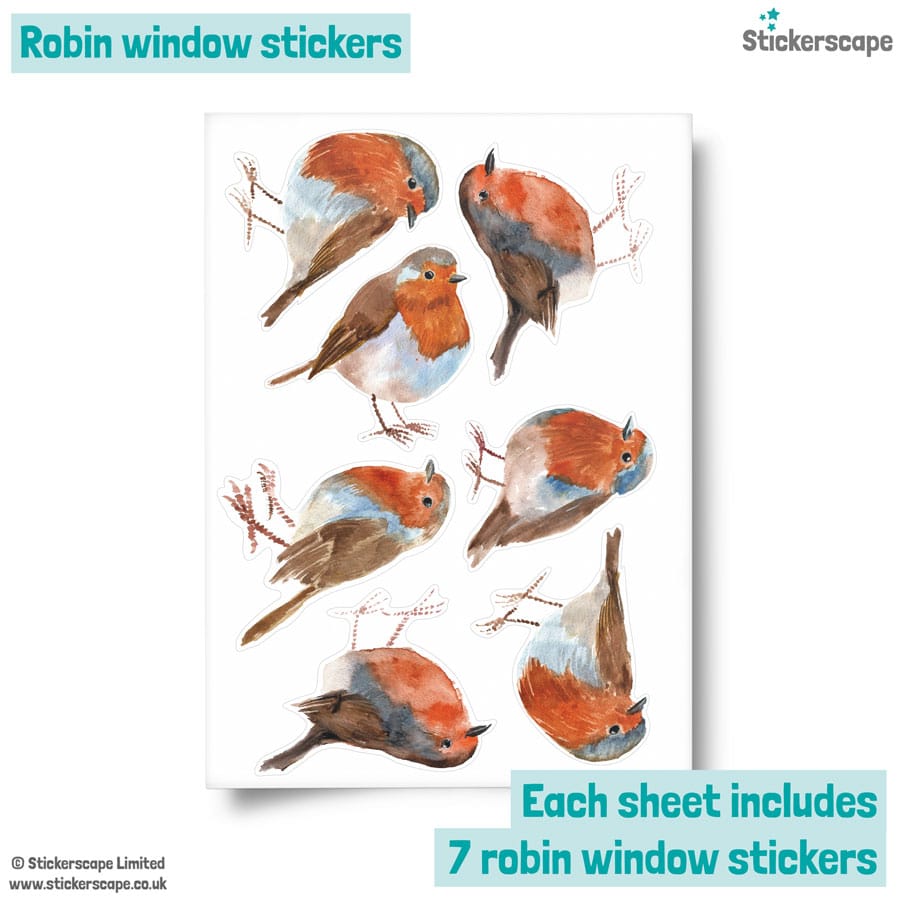 christmas robins window sticker (Robin pack) sheet layout with shadow