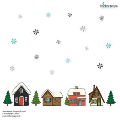 Christmas Village Window Stickers | Winter Window Stickers white background