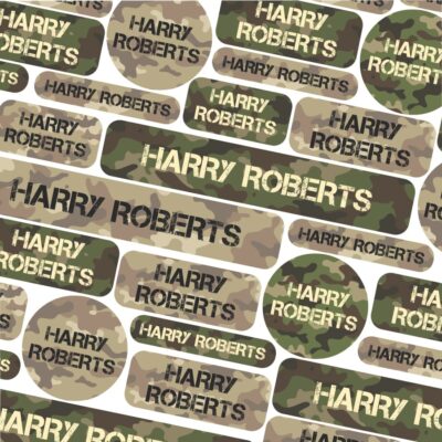Camouflage school name labels