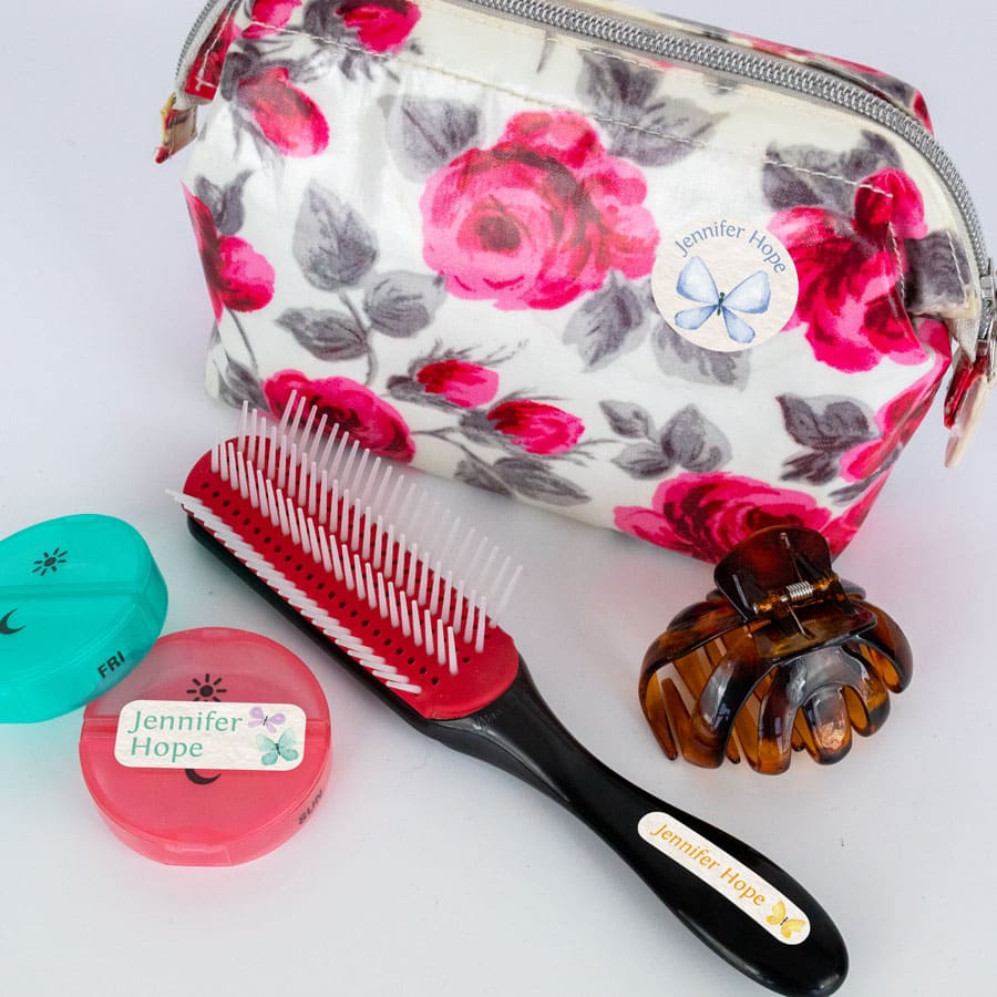 Butterfly Name Labels on wash bag