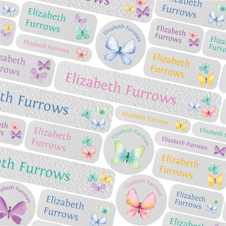 Butterflies school name labels