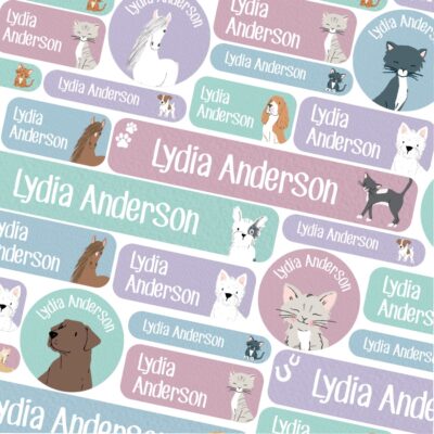 Pets school name labels