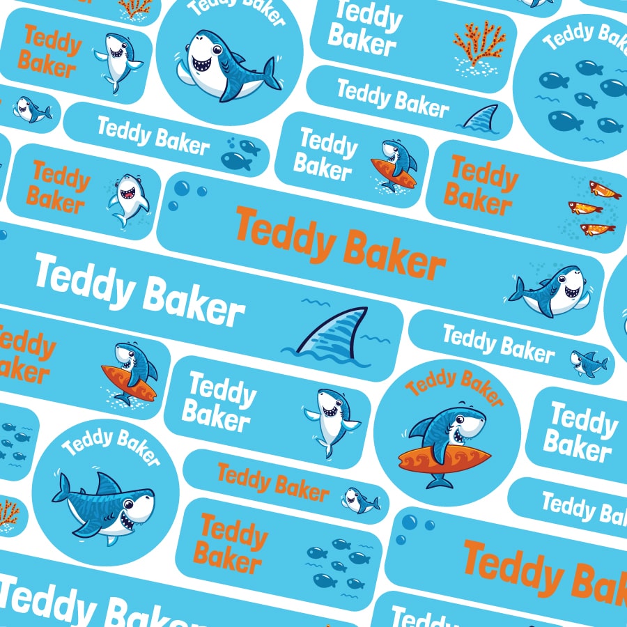 LIttle shark school name labels