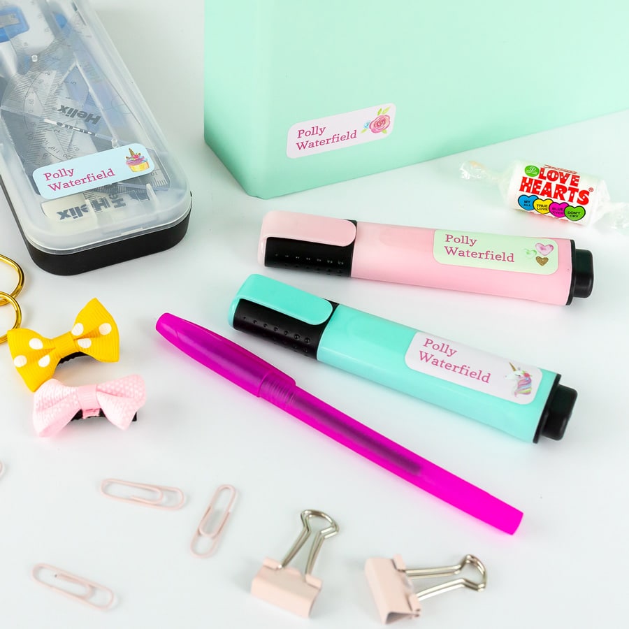 Unicorns and Rainbows Name Labels on stationary