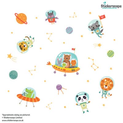 Space Animals Wall Stickers on a white background