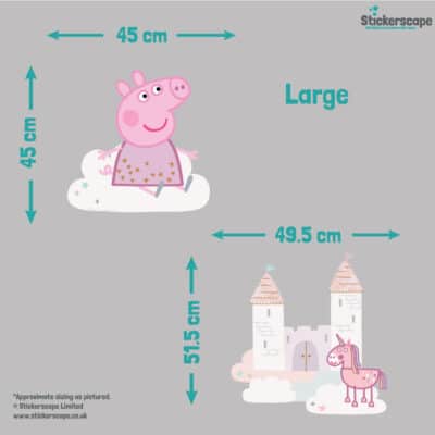 once upon a time Peppa pig wall sticker in large size guide