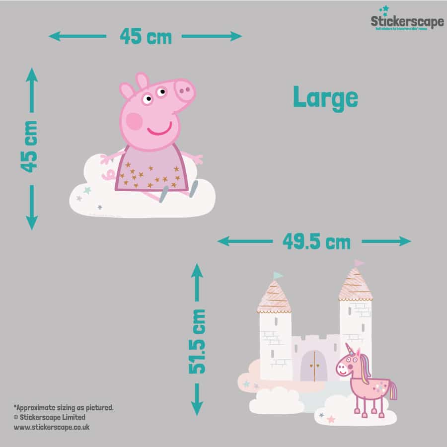 once upon a time Peppa pig wall sticker in large size guide