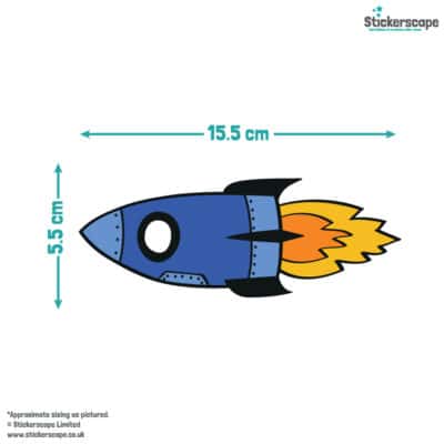 Rocket Wall Stickers colourful size guide