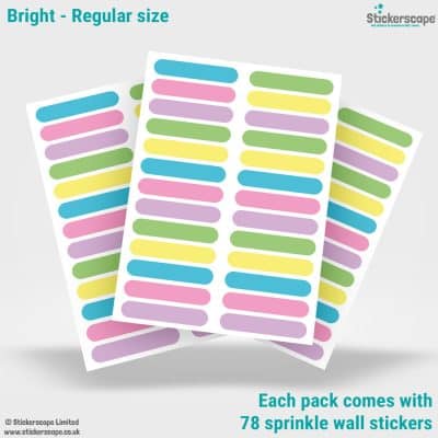 Sprinkle Wall Stickers (Bright) showing sheet layout of regular pack