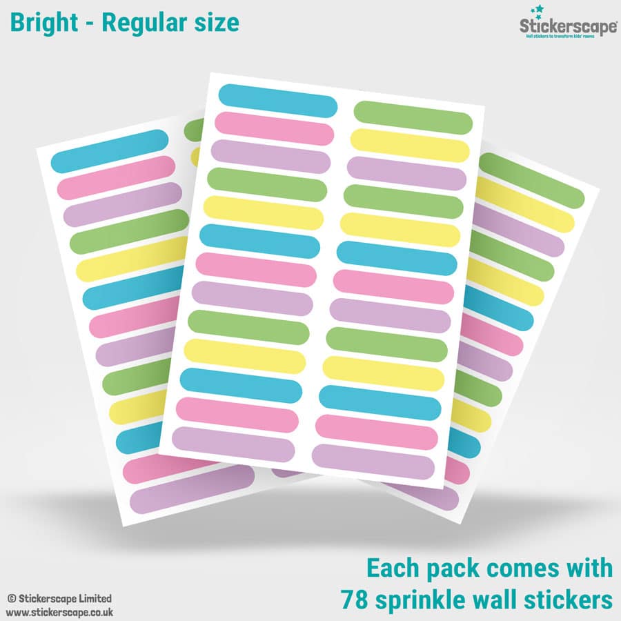 Sprinkle Wall Stickers (Bright) showing sheet layout of regular pack